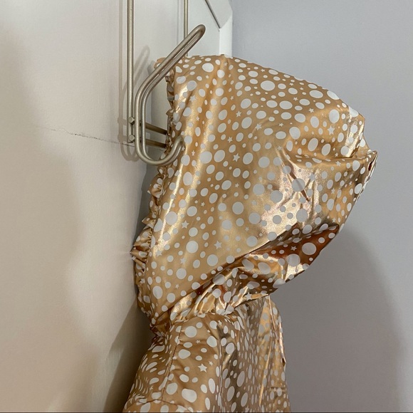 New Polka Dot Stars Rose Gold Girls Coat Jacket 6X - Picture 7 of 10